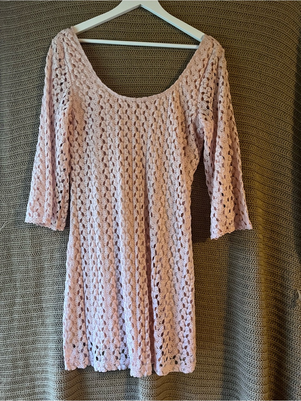 AUW Blush Pink Lace Mini Dress